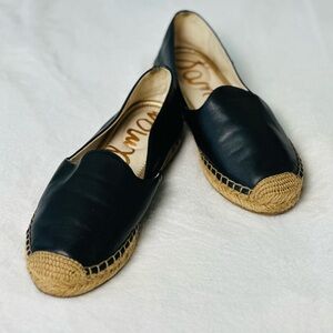 Sam Edelman Kesia Leather Espadrille Flats in Black Size 7